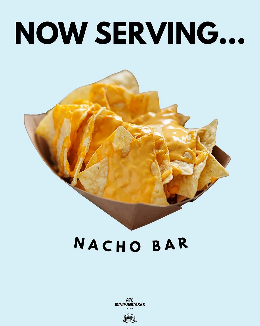 Delicious nacho bar with fresh fruits and syrup